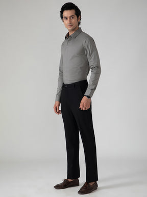 2 Way Stretch Satin Shirt in Ash Grey- Slim Fit