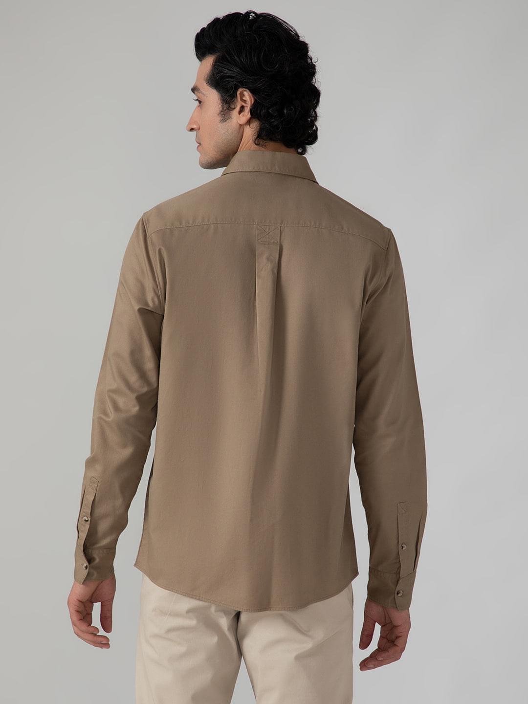 Cargo Twill Shirt in Khaki- Comfort Fit