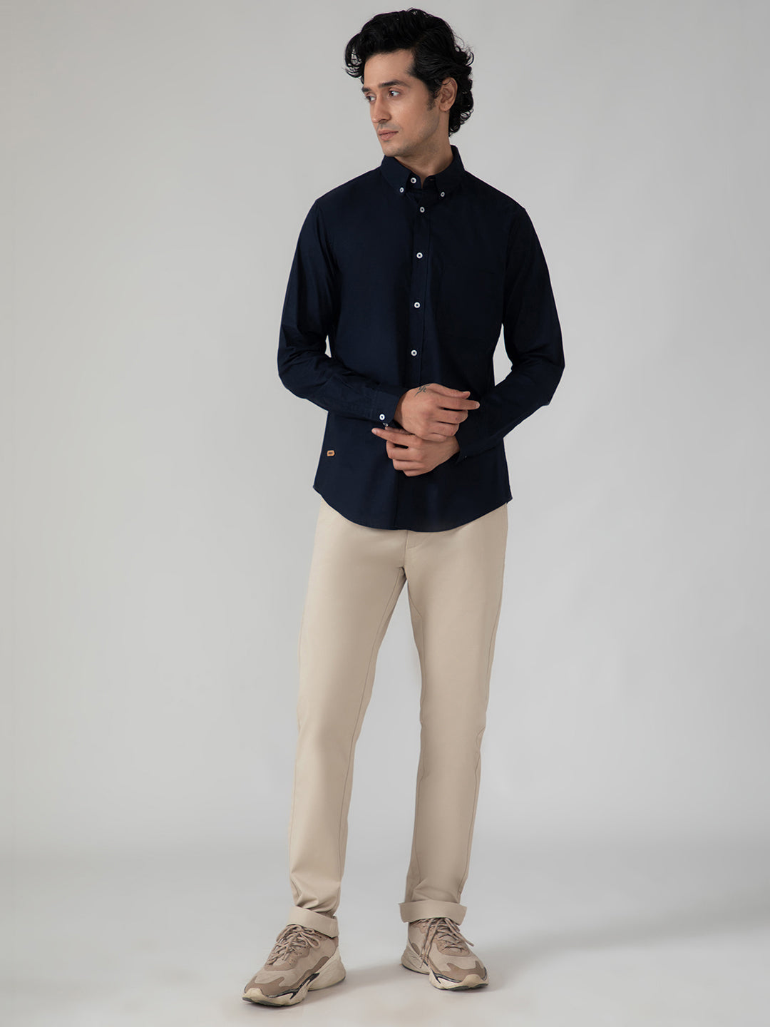 OxfordFlex™ Shirt in Navy- Comfort Fit