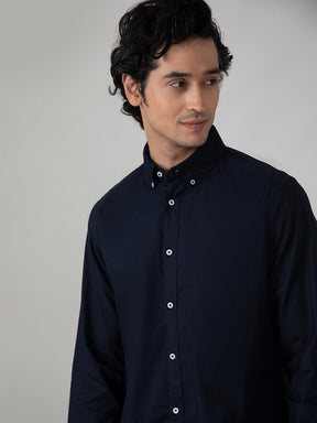2 Way Stretch Oxford Shirt in Navy- Comfort Fit