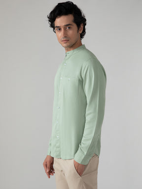 Lightweight Tencel Shirt in Mint Green- Slim Fit
