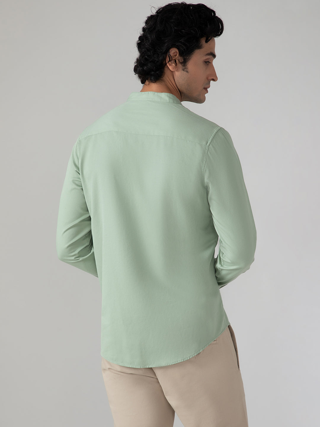 Lightweight Tencel Shirt in Mint Green- Slim Fit