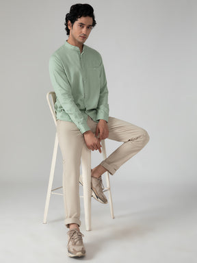 Lightweight Tencel Shirt in Mint Green- Slim Fit