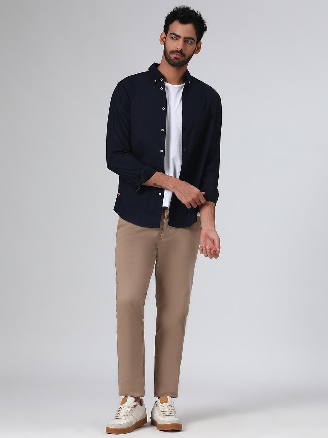 Organic Cotton Stretch Chino in Khaki- Slim Fit