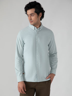 2 Way Stretch Oxford Shirt in Mint Green- Slim Fit