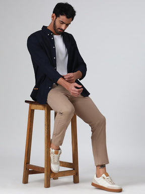 Organic Cotton Stretch Chino in Khaki- Slim Fit