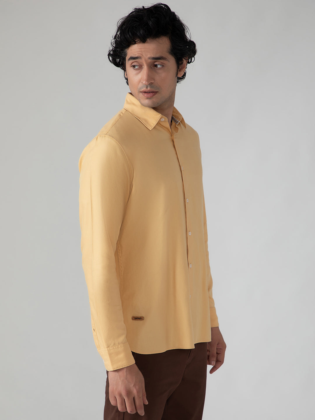 Leightweight Tencel Shirt in Tuscany Yellow- Comfort Fit