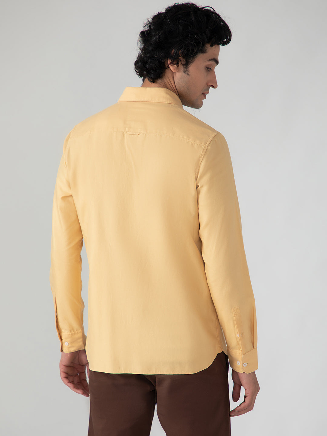Leightweight Tencel Shirt in Tuscany Yellow- Comfort Fit