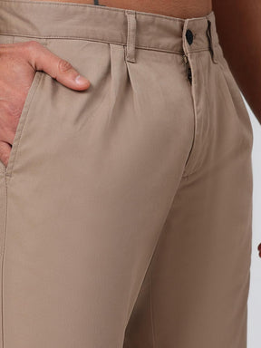 Organic Cotton Stretch Chino in Khaki- Comfort Fit