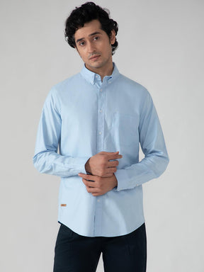 Casual Oxford Shirt in Sky Blue- Comfort Fit