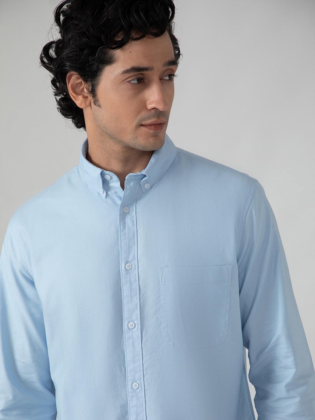 Casual Oxford Shirt in Sky Blue- Comfort Fit