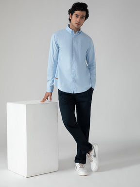 Casual Oxford Shirt in Sky Blue- Comfort Fit