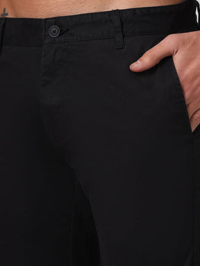 Organic Cotton Stretch Chino in Black- Slim Fit