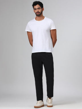 2 Way Stretch Pleated Chinos in Black- Comfort Fit