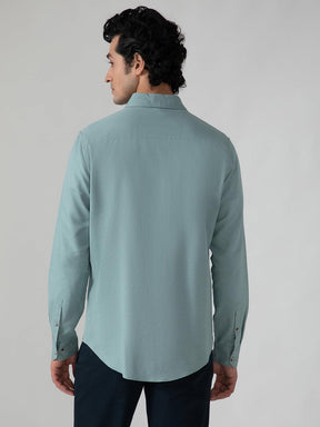Lightweight Cotton Linen Shirt in Sea Green- Comfort Fit