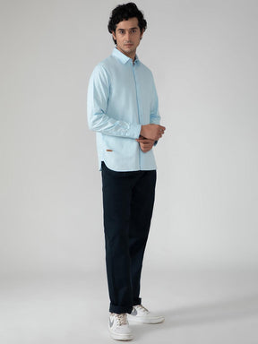 Cotton Tencel Shirt in Sky Blue- Comfort fit