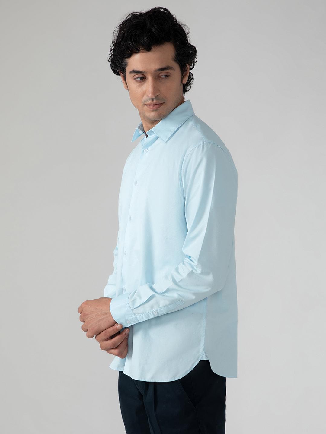 Leightweight Tencel Shirt in Sky Blue- Comfort fit