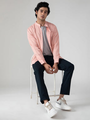 Cotton Tencel Shirt in Pink- Slim Fit