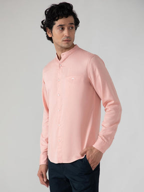 Cotton Tencel Shirt in Pink- Slim Fit