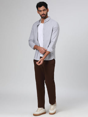 Organic Cotton Stretch Chino in Chocolate Brown- Comfort Fit