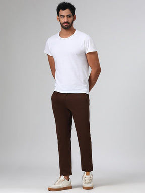 Organic Cotton Stretch Chino in Chocolate Brown- Slim Fit