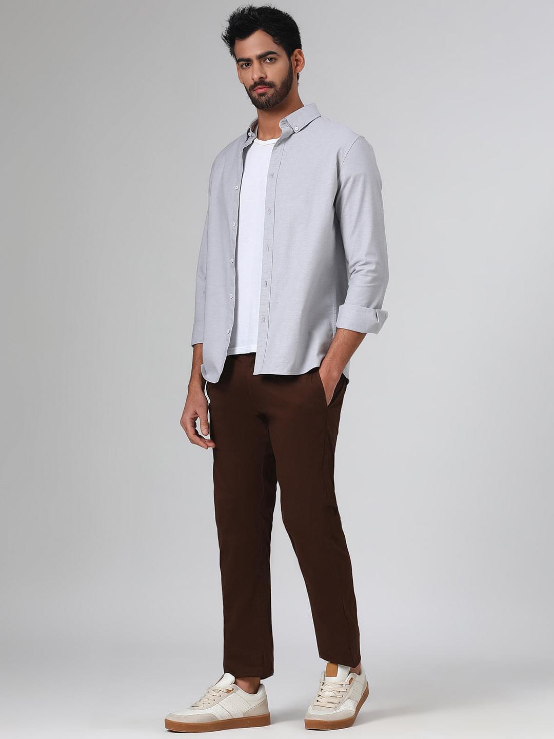 Organic Cotton Stretch Chino in Chocolate Brown- Slim Fit