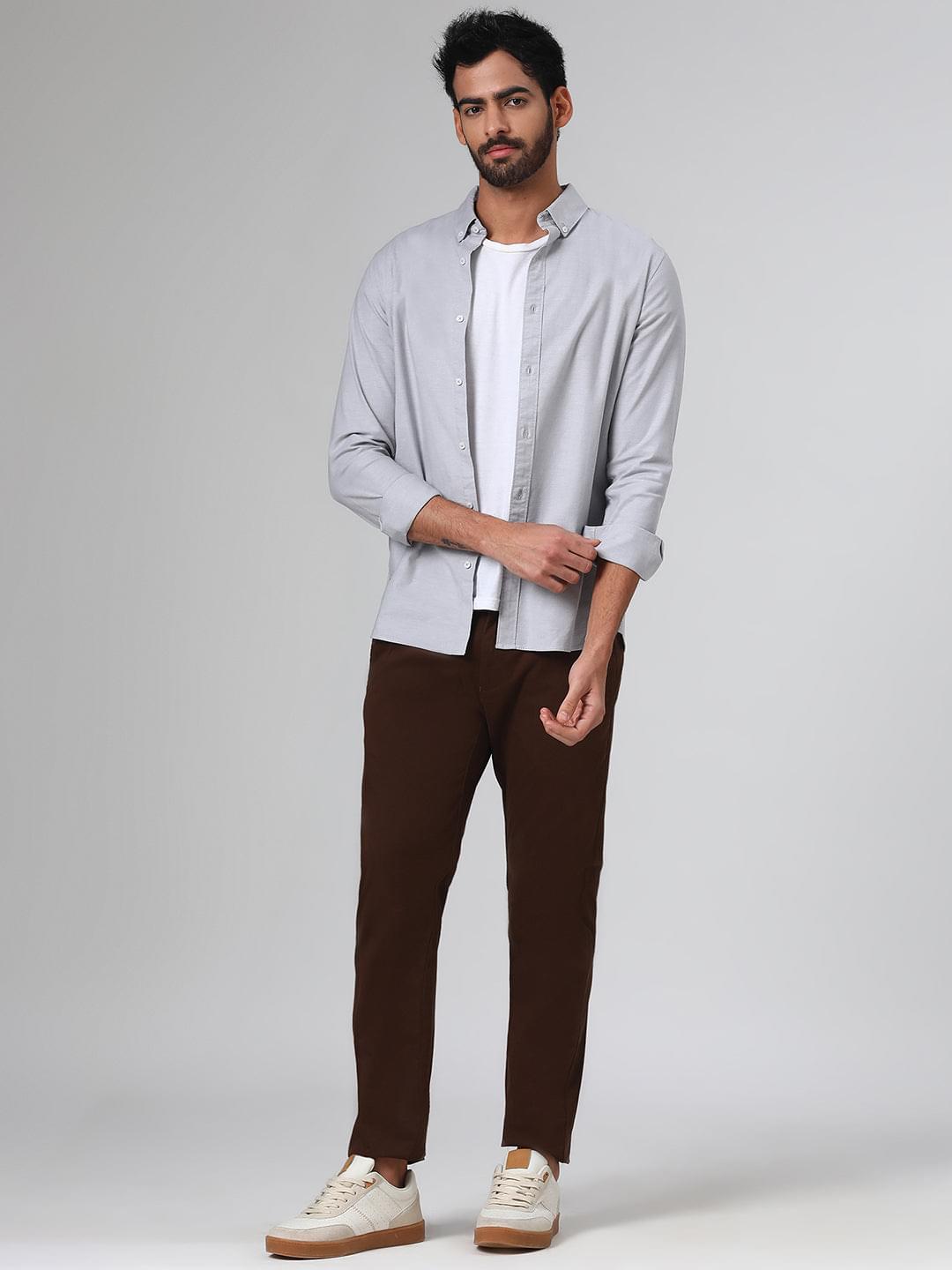 Organic Cotton Stretch Chino in Chocolate Brown- Slim Fit