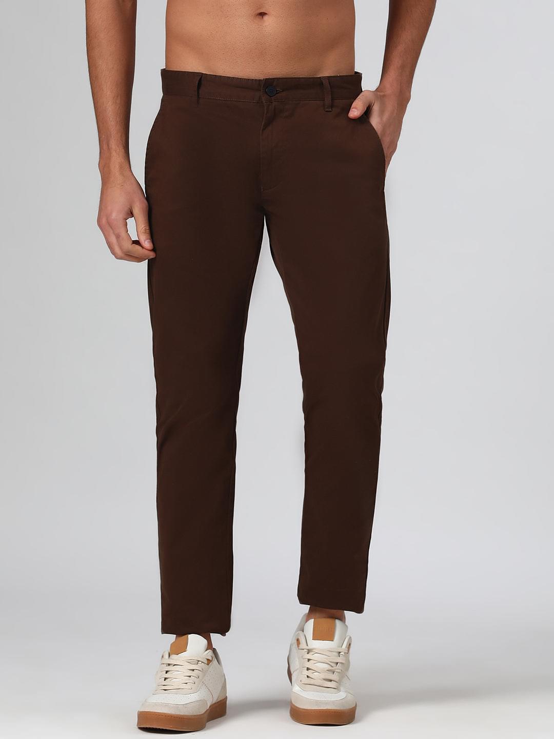 Organic Cotton Stretch Chino in Chocolate Brown- Slim Fit