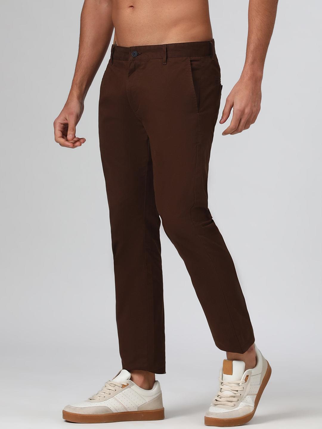 Organic Cotton Stretch Chino in Chocolate Brown- Slim Fit