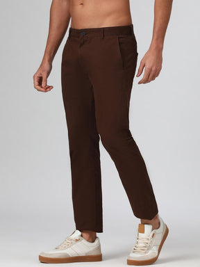 Organic Cotton Stretch Chino in Chocolate Brown- Slim Fit