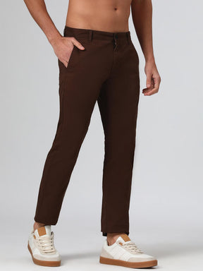 Organic Cotton Stretch Chino in Chocolate Brown- Slim Fit