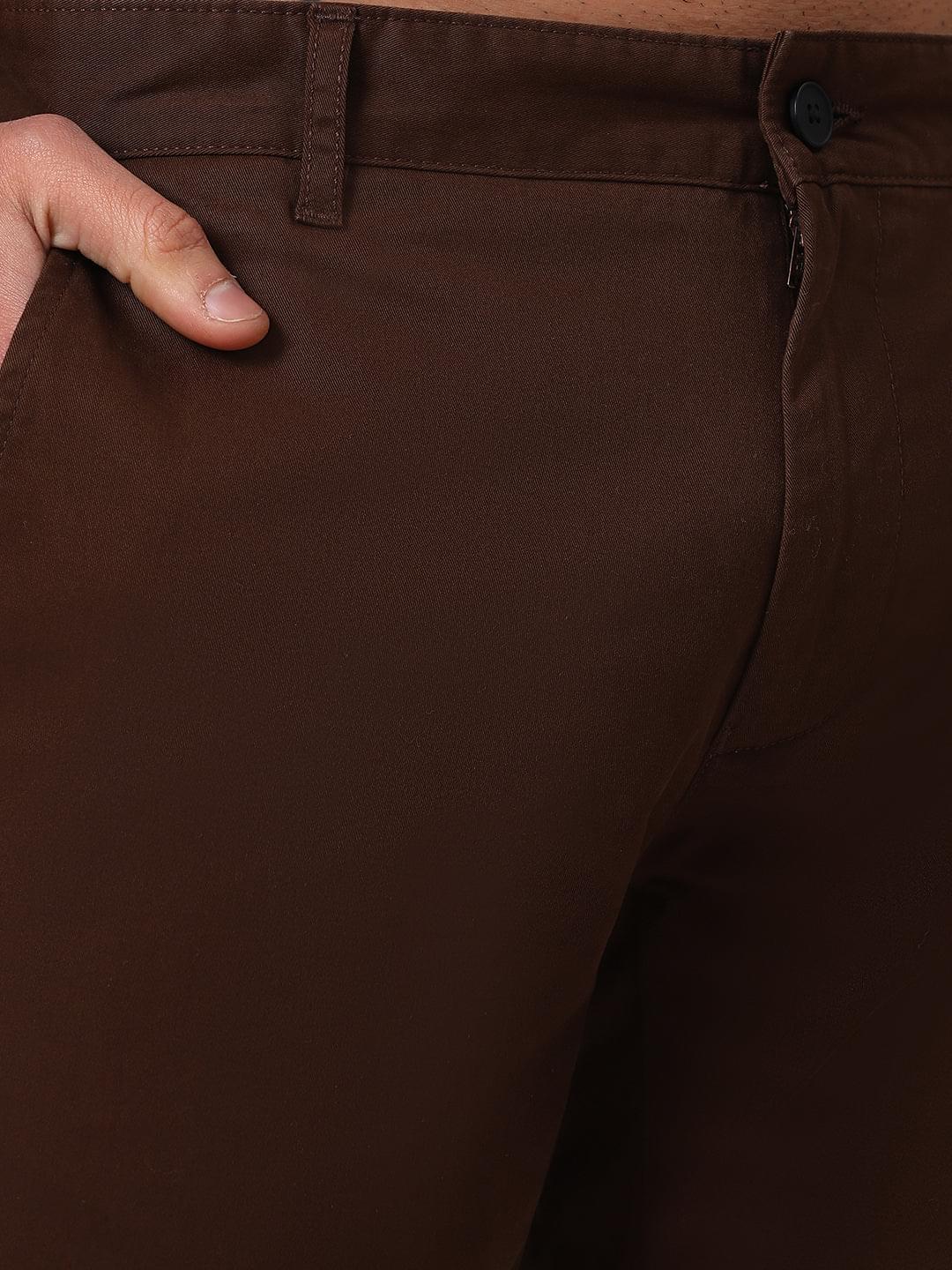 Organic Cotton Stretch Chino in Chocolate Brown- Slim Fit