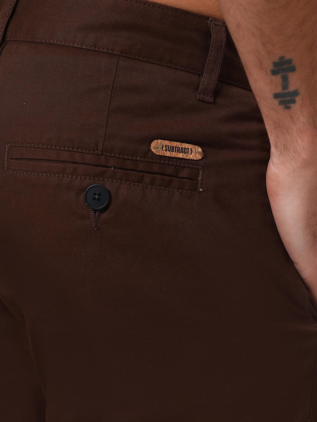 Organic Cotton Stretch Chino in Chocolate Brown- Slim Fit