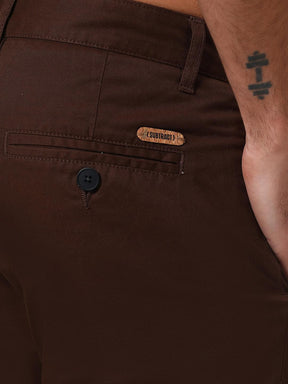 Organic Cotton Stretch Chino in Chocolate Brown- Slim Fit