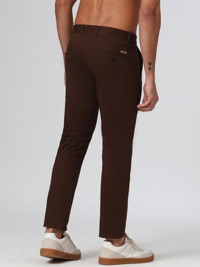 Organic Cotton Stretch Chino in Chocolate Brown- Slim Fit