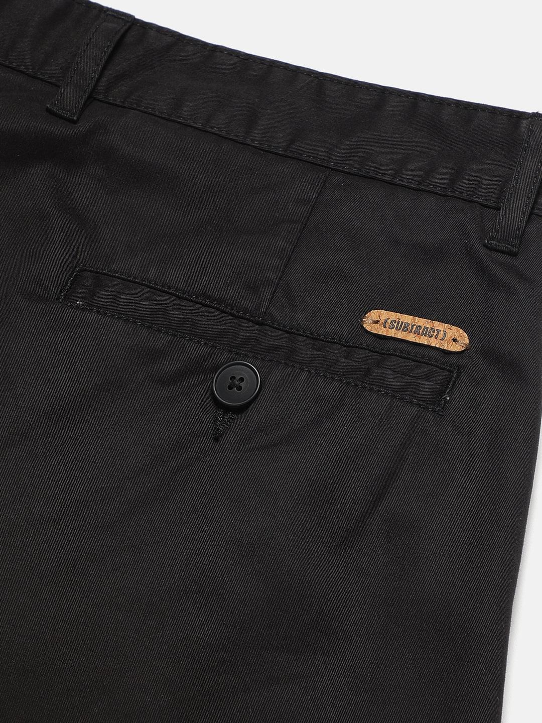 2 Way Stretch Pleated Chinos in Black- Comfort Fit