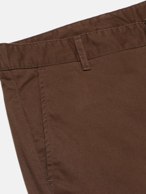 Organic Cotton Stretch Chino in Chocolate Brown- Slim Fit
