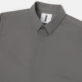 2 Way Stretch Satin Shirt in Ash Grey- Slim Fit