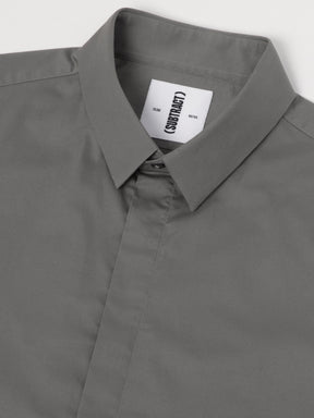 2 Way Stretch Satin Shirt in Ash Grey- Slim Fit
