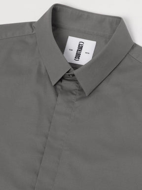 2 Way Stretch Satin Shirt in Ash Grey- Slim Fit