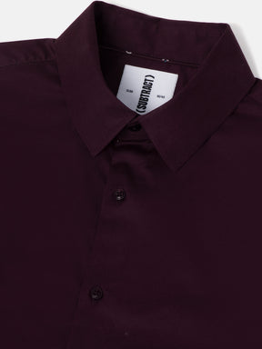 2 Way Stretch Satin Shirt in Wine- Slim Fit
