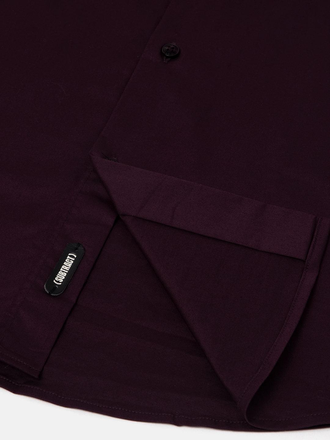 Satin Evening Shirt in Wine with Stretch - Slim Fit