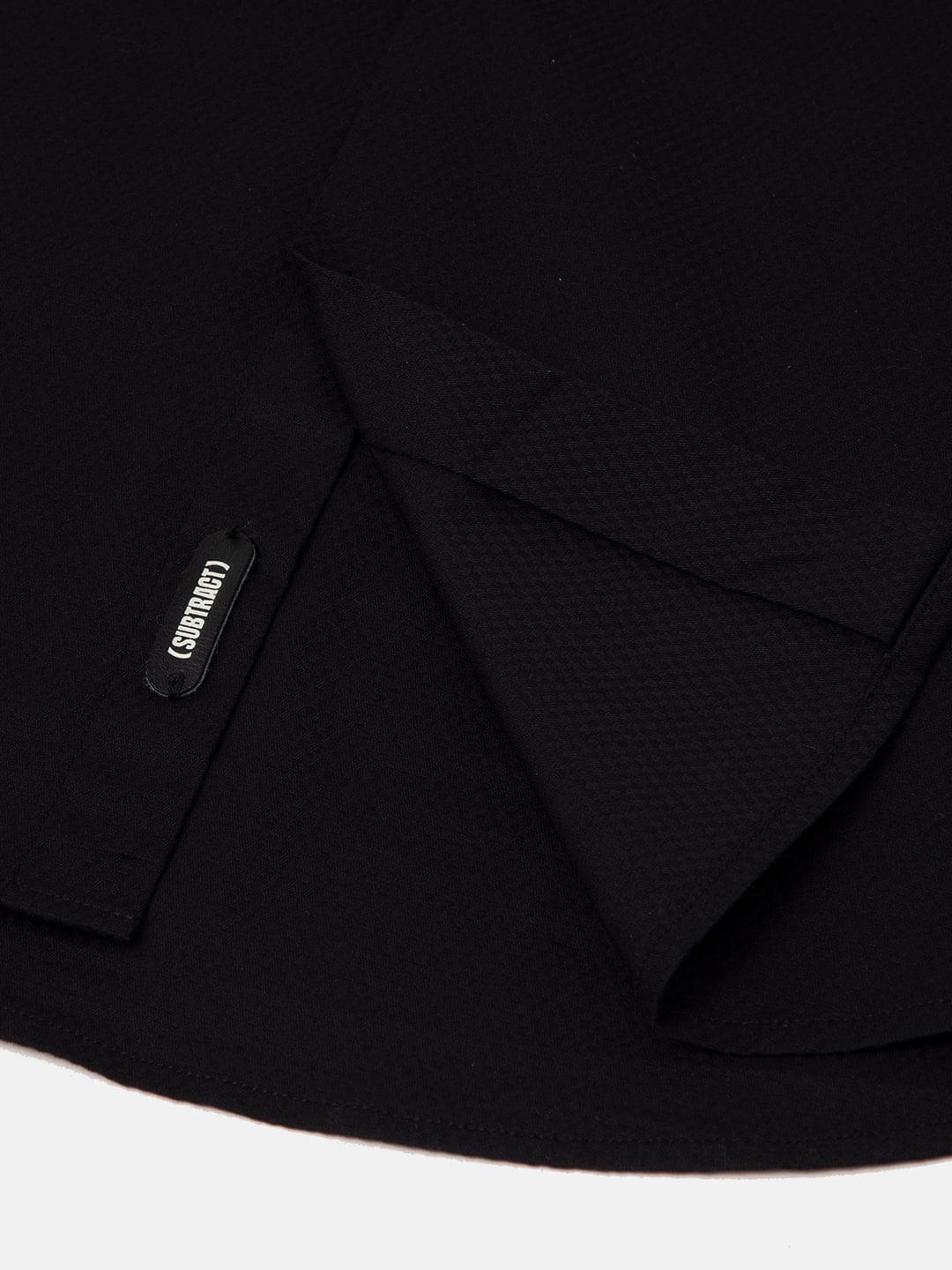 Dobby Evening Shirt in Raven Black with Stretch - Slim Fit