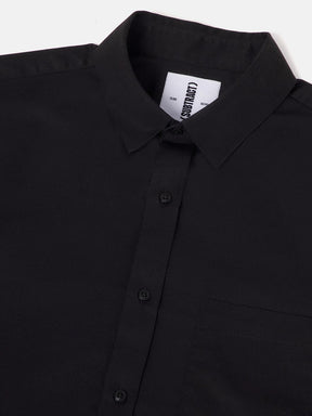 2 Way Stretch Cotton Shirt in Raven Black- Slim Fit