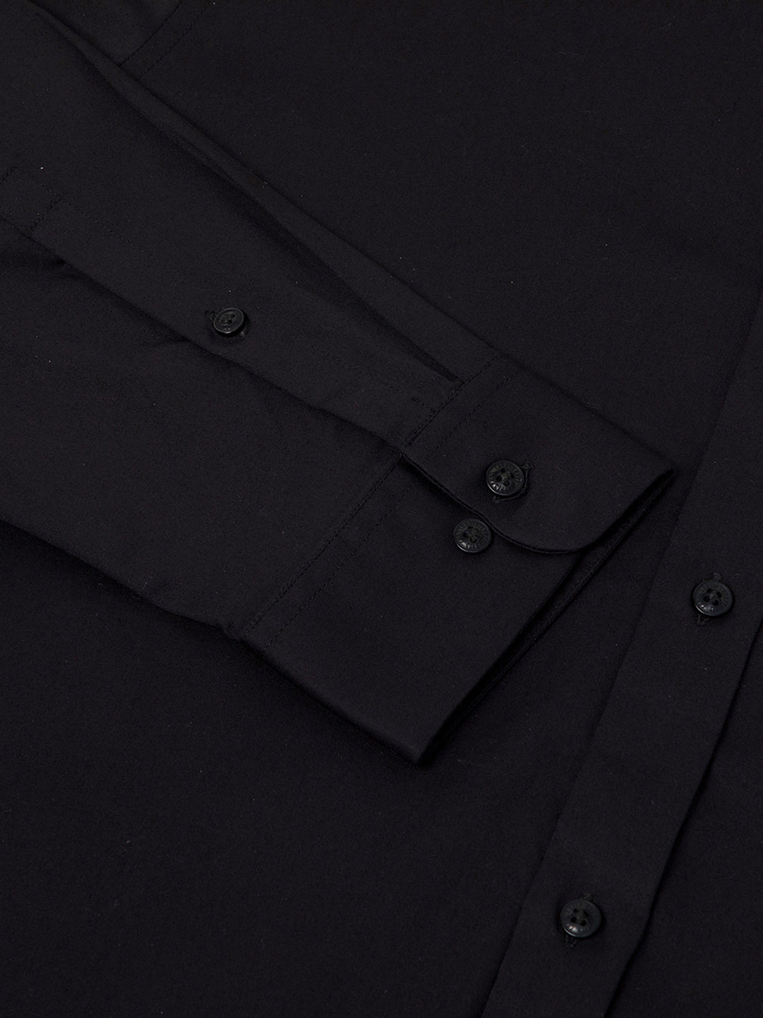 2 Way Stretch Cotton Shirt in Raven Black- Slim Fit