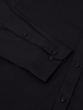 2 Way Stretch Cotton Shirt in Raven Black- Slim Fit