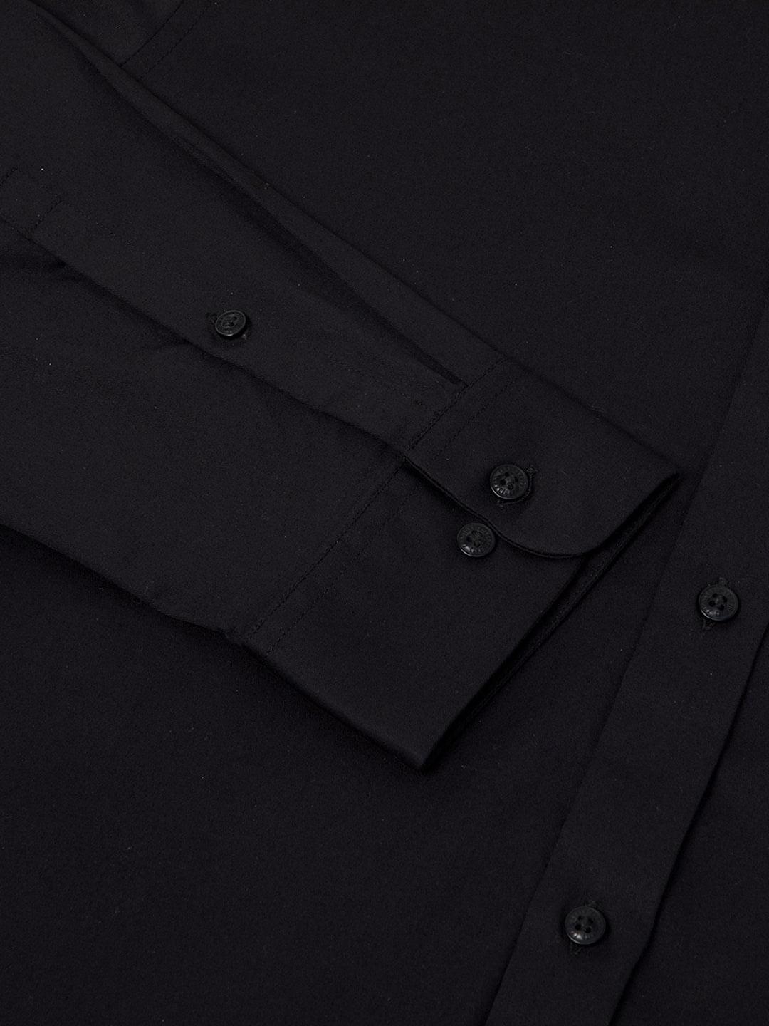 2 Way Stretch Cotton Shirt in Raven Black- Slim Fit