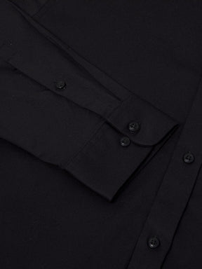 2 Way Stretch Cotton Shirt in Raven Black- Slim Fit
