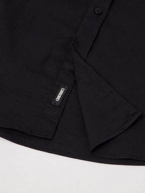 2 Way Stretch Cotton Shirt in Raven Black- Slim Fit