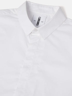 2 Way Stretch Satin Shirt in White- Slim Fit